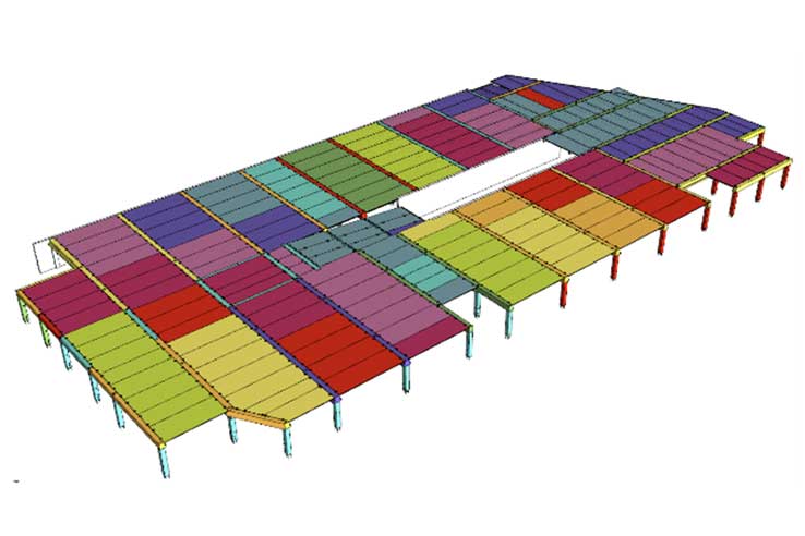 3D model of all element in Parking Building designed using Strusoft's IMPACT